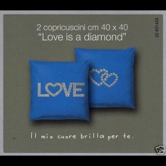 Nuovo Copricuscini Cuscini Arredo Bassetti Love Diamond Blu Prezzo Offerta