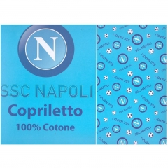 Nuovo Copriletto Singolo SSC Napoli Colore Azzurro Prodotto Ufficiale Puro Cotone