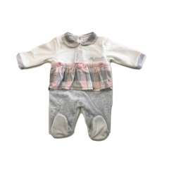 Nuovo Tutina Ciniglia Neonata Les jolies Disegno 244/5 Con Ricamo e Applicazione