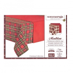 Tovaglia Natalizia Per 6 Montblanc Tartan Con Runner Tartan