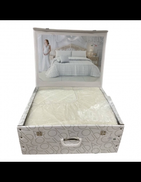 Nuovo Trapuntino Matrimoniale Copriletto Primavarile Coconuda Queen Con 2 Cuscini Panna