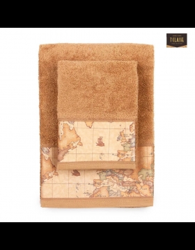 Set Asciugamano Con Ospite Alviero Martini Prima Classe Geo Classic Tortora