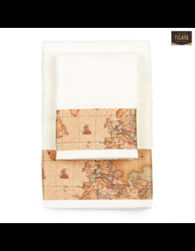 Set  Asciugamano Con Ospite Alviero Martini Prima Classe Geo Classic Avorio