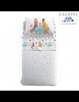 Completo Lenzuola Principesse Disney Caleffi Singola Princess Puro Cotone