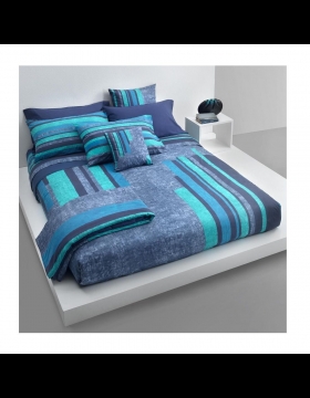 Completo Copripiumino Carrara Matrimoniale Must Percalle Puro Cotone Blue