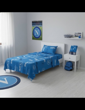Nuovo Lenzuola SSC Napoli Singolo Prodotto Ufficiale Puro Cotone Nuovo Disegno