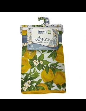 Nuovo Tovaglia Antimacchia Da Tavola Fancy Cm 140 x 140 Limoni