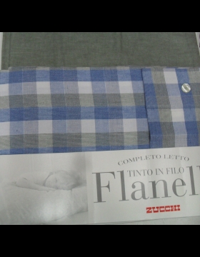 Nuovo LENZUOLA ZUCCHI SINGOLA FLANELLA SCOZZESE BLU E VERDE