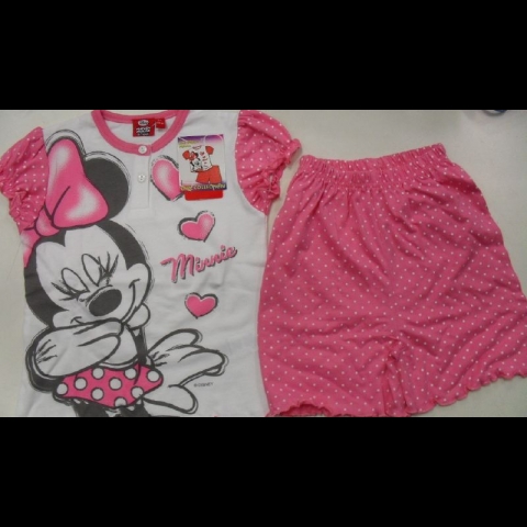Nuovo Pigiama Minnie Bambina Mezze Maniche Puro Cotone  Offerta