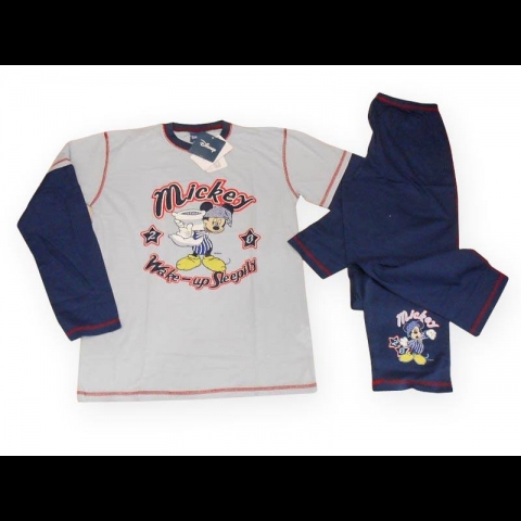 Nuovo Pigiama Topolino Disney Lungo Bambino In Cotone Sottuomo Sotto Costo