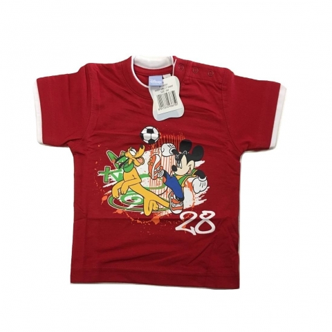 Nuovo T-Shirt Topolino e Pluto Mezze Maniche Magliettina Puro Cotone