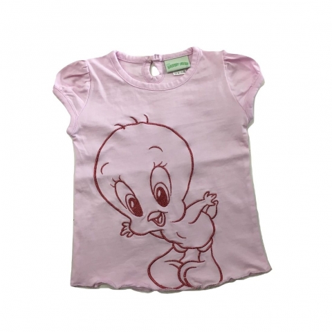 Nuovo T-Shirt Looney Tunes Disegno Titty Tweety Giro Maniche Per Bambina