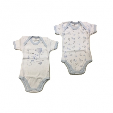 Nuovo Body Neonato Caldo Cotone Manica Corta Nazzareno Gabrielli 2 Pezzi Articolo 209