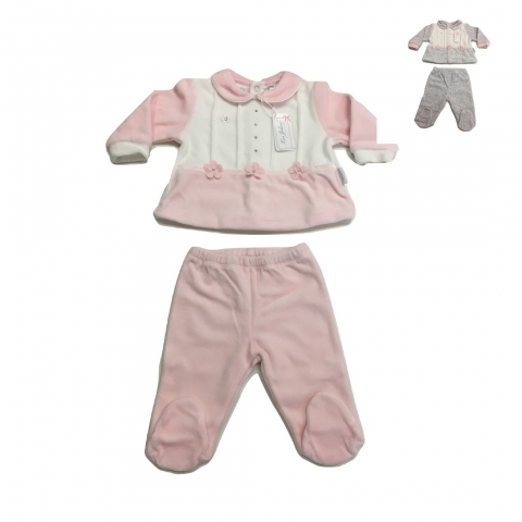 Nuovo Tutina Ciniglia Neonata 2 Pezzi Les jolies Disegno 244/13
