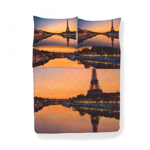 Trapuntino Matrimoniale Happidea Puro Cotone Made italy Digitale Parigi Quilt