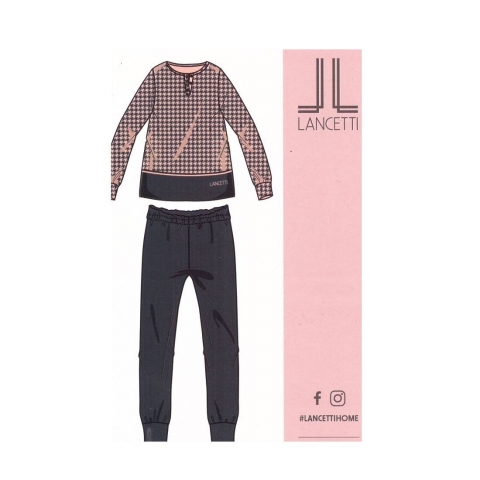 Nuovo Pigiama Donna Lancetti Caldo Cotone Interlock LWW16