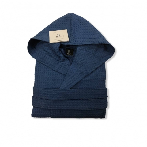 Accappatoio Nido D' Ape Lancetti Unisex Puro Cotone Con Cappuccio