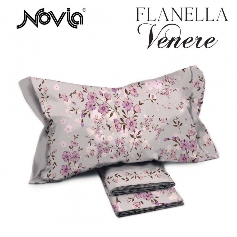 Completo Lenzuola Flanella Matrimoniale Novia Miranda Puro Cotone Da 140 Grammi