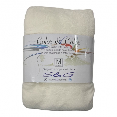 Coperta Plaid Tinta Unita Pail Singolo Super Soft Bianco