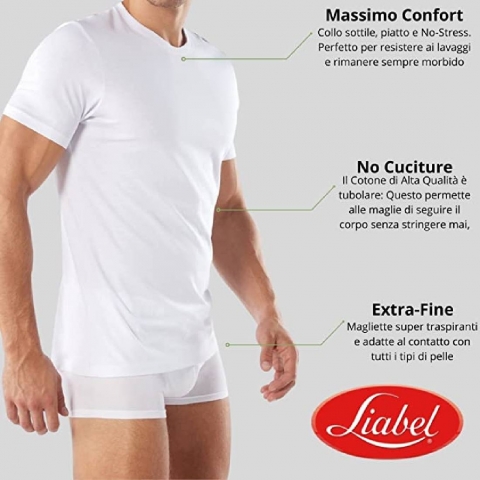 T-Shirt Uomo Liabel 3828 1023 Girocollo Puro Cotone Mezza Manica