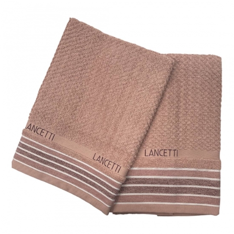 Set Asciugamano Con Ospite Lancetti  In Spugna Laquard Puro Cotone JFA23497