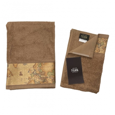 Set Asciugamano Con Ospite Alviero Martini Prima Classe Geo Classic Tortora