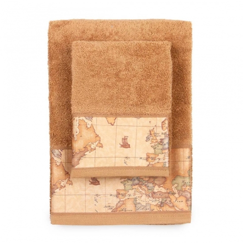 Set Asciugamano Con Ospite Alviero Martini Prima Classe Geo Classic Tortora