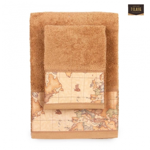 Set Asciugamano Con Ospite Alviero Martini Prima Classe Geo Classic Tortora