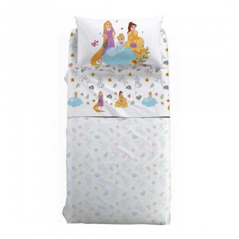 Completo Lenzuola Principesse Disney Caleffi Singola Princess Puro Cotone