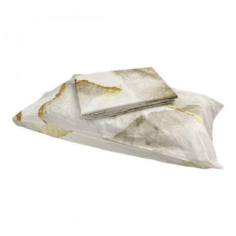 Set Copripiumino Parure Carrara Matrimoniale Shibui Percalle Puro Cotone Bianco