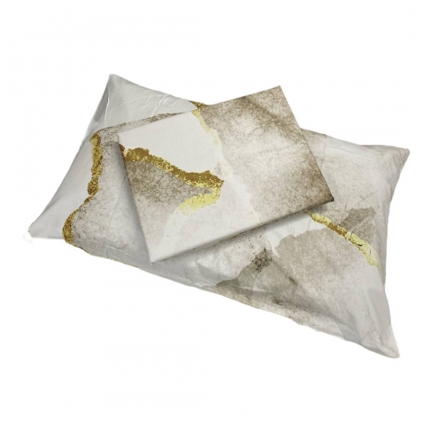 Set Copripiumino Parure Carrara Matrimoniale Shibui Percalle Puro Cotone Bianco