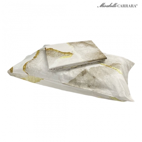 Set Copripiumino Parure Carrara Matrimoniale Shibui Percalle Puro Cotone Bianco