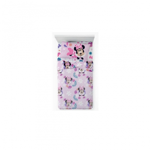 Nuovo Lenzuola Disney Singola Puro Cotone Minnie Colore Rosa