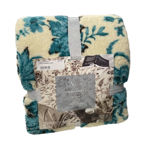 Coperta Matrimoniale Plaid Acca 24 Canazei Velluto Agnellato Ottanio