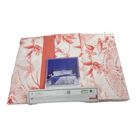 Completo Lenzuola Happidea Lenzuola Matrimoniale Azur Arancio Made In Italia