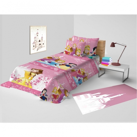 Nuovo Copriletto Singolo Disney Princess In Puro Cotone Principesse