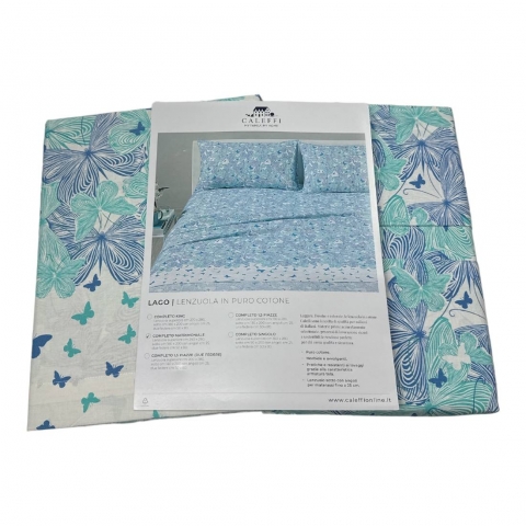 Lenzuola Caleffi Singola Lago Colore Bluette Puro Cotone