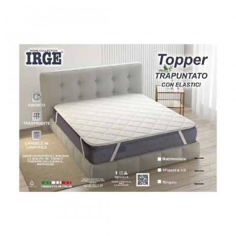 Nuovo Topper Matrimoniale Irge Con Elastici Traspirante Cm 170x200