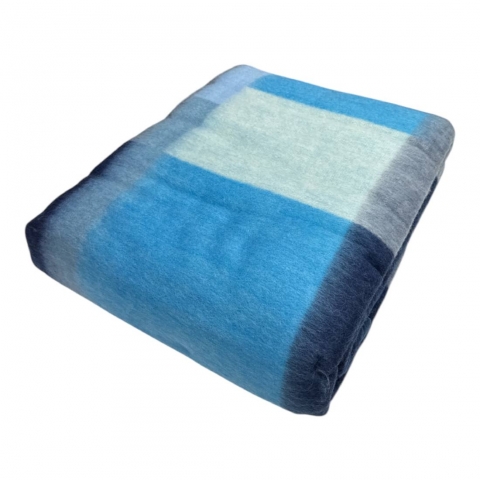 Nuovo Coperta Singola Misto Lana New York Blu
