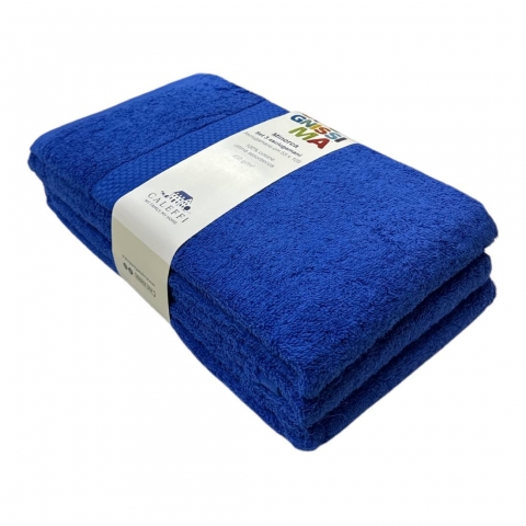 Asciugamano Caleffi In Cotone Minorca 3 Pezzi Blu Spugnissima Da 450 Grammi