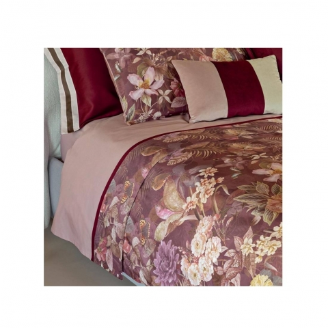 Nuovo Lenzuola Fazzini Protea Malva Matrimoniale Raso Di Cotone Made in Italy