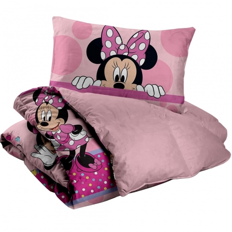 Nuovo Parure Copripiumino Singola Disney Minnie Puro Cotone