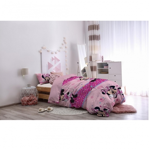 Nuovo Parure Copripiumino Singola Disney Minnie Puro Cotone