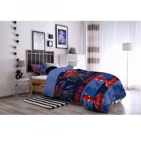 Nuovo Parure Copripiumino Singola Disney Spider Man Uomo Ragno Puro Cotone