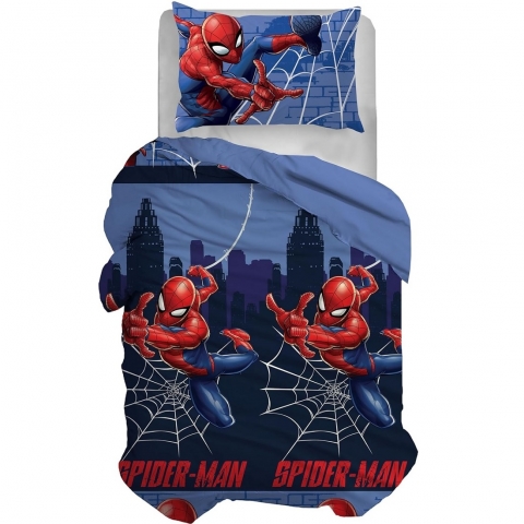 Nuovo Parure Copripiumino Singola Disney Spider Man Uomo Ragno Puro Cotone
