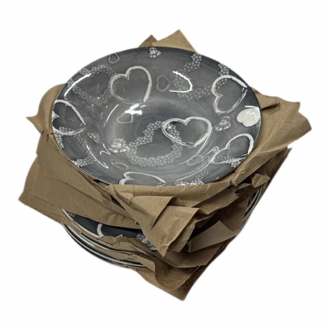 Nuovo Set Piatti Porcellana 12 Pezzi DGBavaria Glamour Cuori Grigio