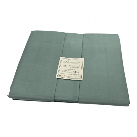 Nuovo Lenzuola Matrimoniale Percalle Tessier Elite Verde Made In Italia Angoli Cm 30