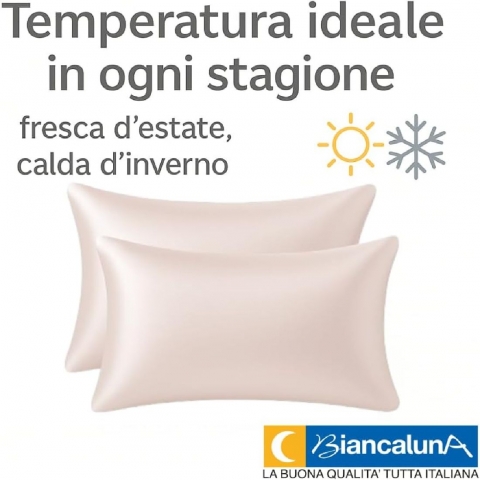 Nuovo Coppia Federe in Seta di Bamboo CLARA Anticrespo Antirughe Ipoallergeniche Traspiranti Eleganti e Morbide  Made in Italy (ROSA)