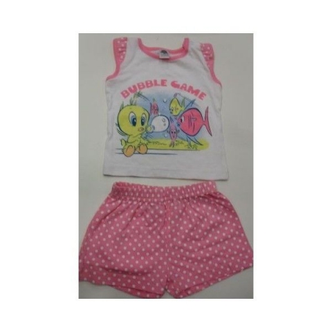 Nuovo Completino Looney Tunes Titty Rosa Giro Maniche 