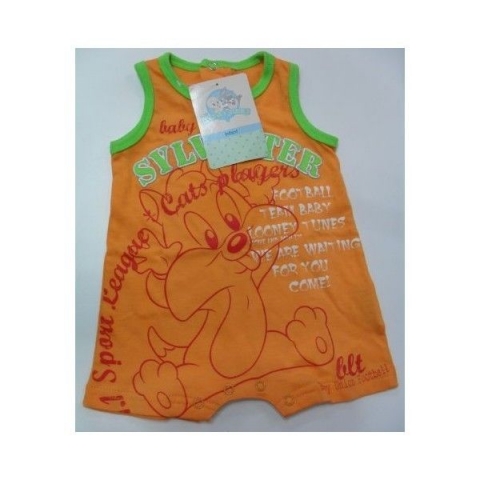Nuovo Tutina Pagliaccetto Neonato Looney Tunes 1014 Arancio